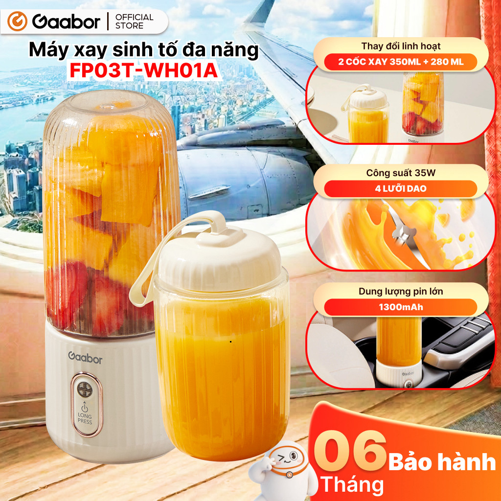 Gaabor Cốc xay sinh tố cầm tay FP03T-WH01A - Hàng chính Hãng, BH 12 Tháng