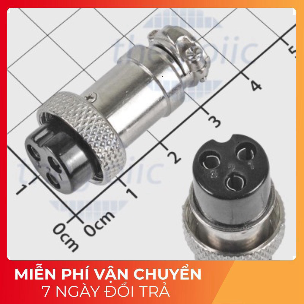 [3 Cái]- GX16-3P Đầu Nối Tròn Cái 3 Chân Thẳng Hàng 7A 125V Tech Linh Kiện