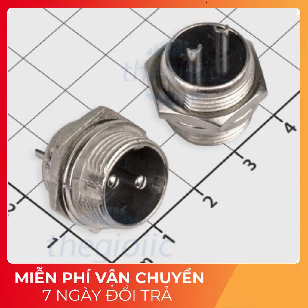[3 Cái]- GX16-2P Đầu Nối Tròn Đực 2 Chân Thẳng Hàng 7A 125V Tech Linh Kiện