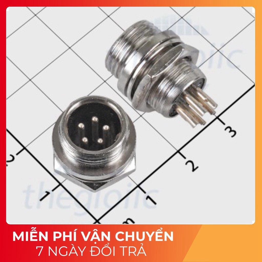 [3 Cái]- GX12-5P Đầu Nối Tròn Đực 5 Chân Thẳng Hàng 3A 125V Tech Linh Kiện