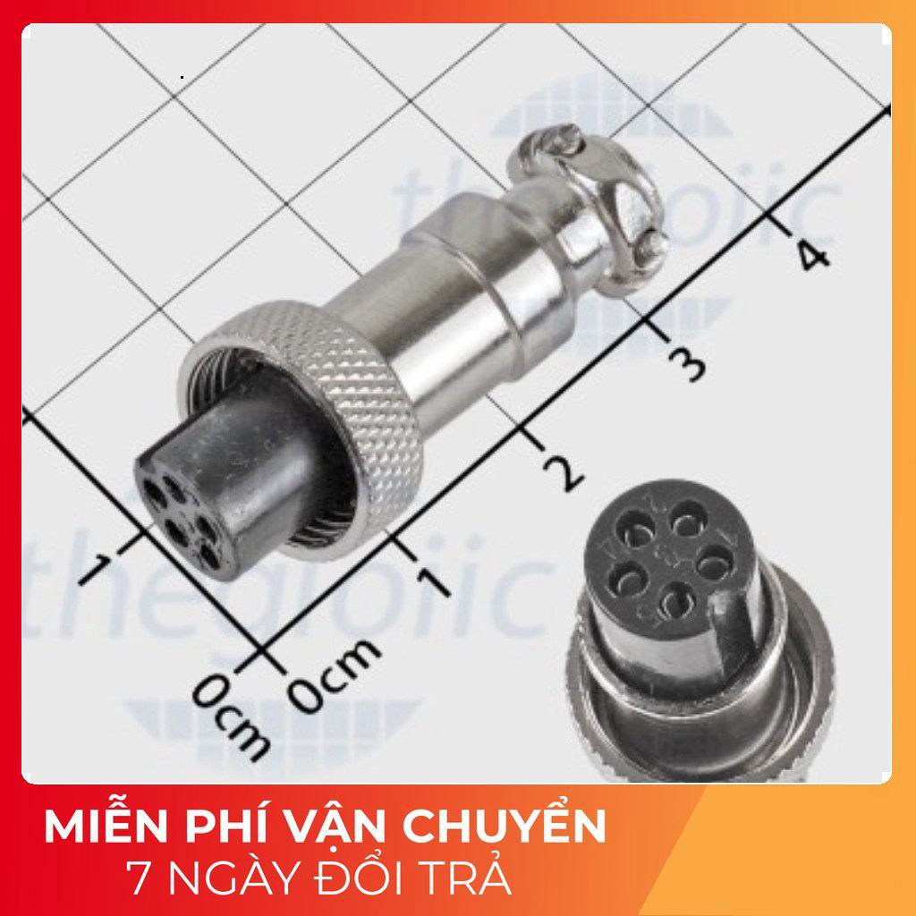 [3 Cái]- GX12-5P Đầu Nối Tròn Cái 5 Chân Thẳng Hàng 3A 125V Tech Linh Kiện