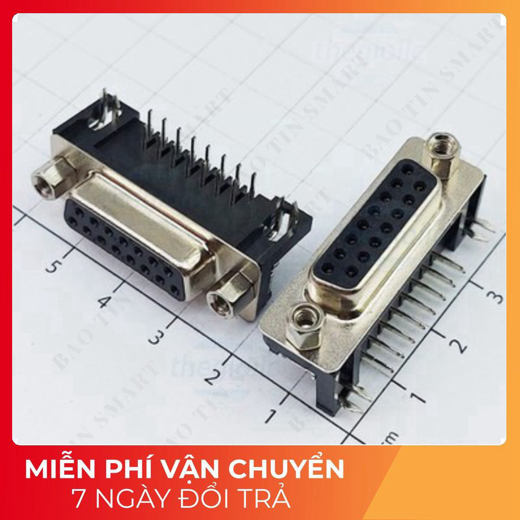 [3 Cái]- Cổng DB15 Cái 15 Chân Cong 90 Độ 2 Hàng Hàn PCB Tech Linh Kiện