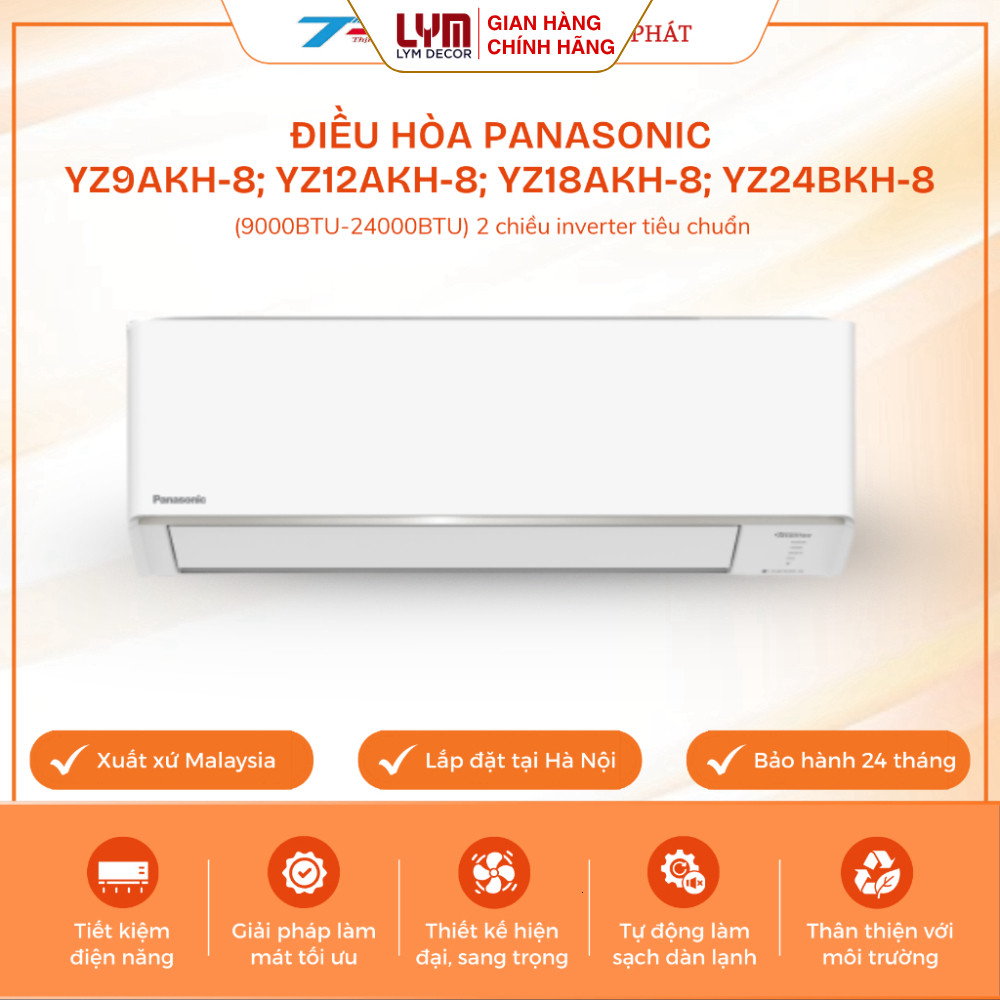 Điều Hòa Panasonic 2 Chiều Inverter YZ9AKH-8, YZ12AKH-8, YZ18AKH-8, YZ24BKH-8 9000-24000BTU