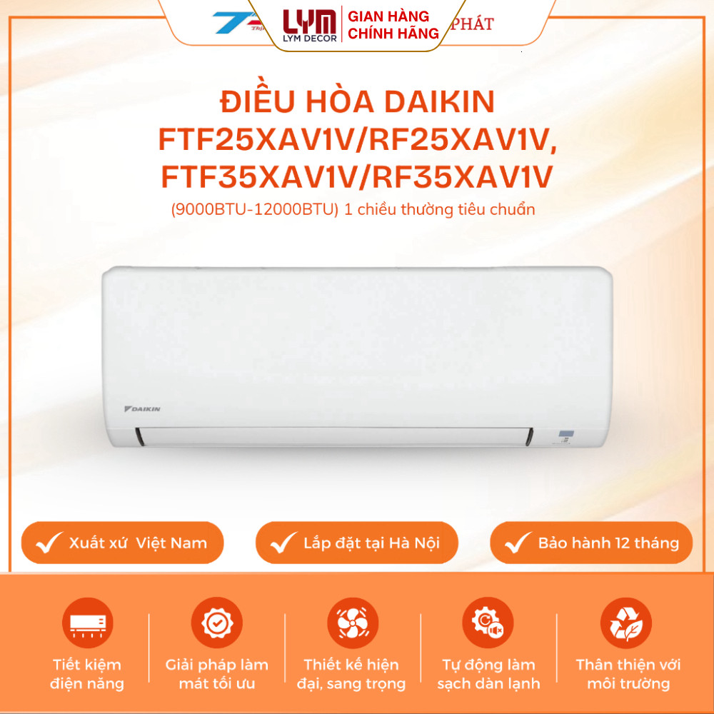 Điều Hòa Daikin FTF25XAV1V/RF25XAV1V; FTF35XAV1V/RF35XAV1V 9000-12000BTU 1 Chiều Tiêu Chuẩn