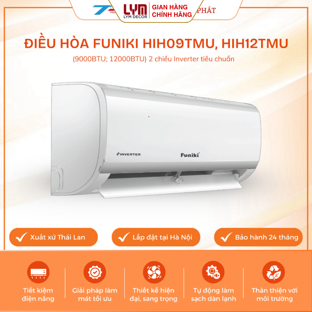 Điều Hòa Funiki Inverter 2 Chiều HIH09TMU / HIH12TMU 9000-12000BTU Gas R32 Tiết Kiệm Điện Chính Hãng