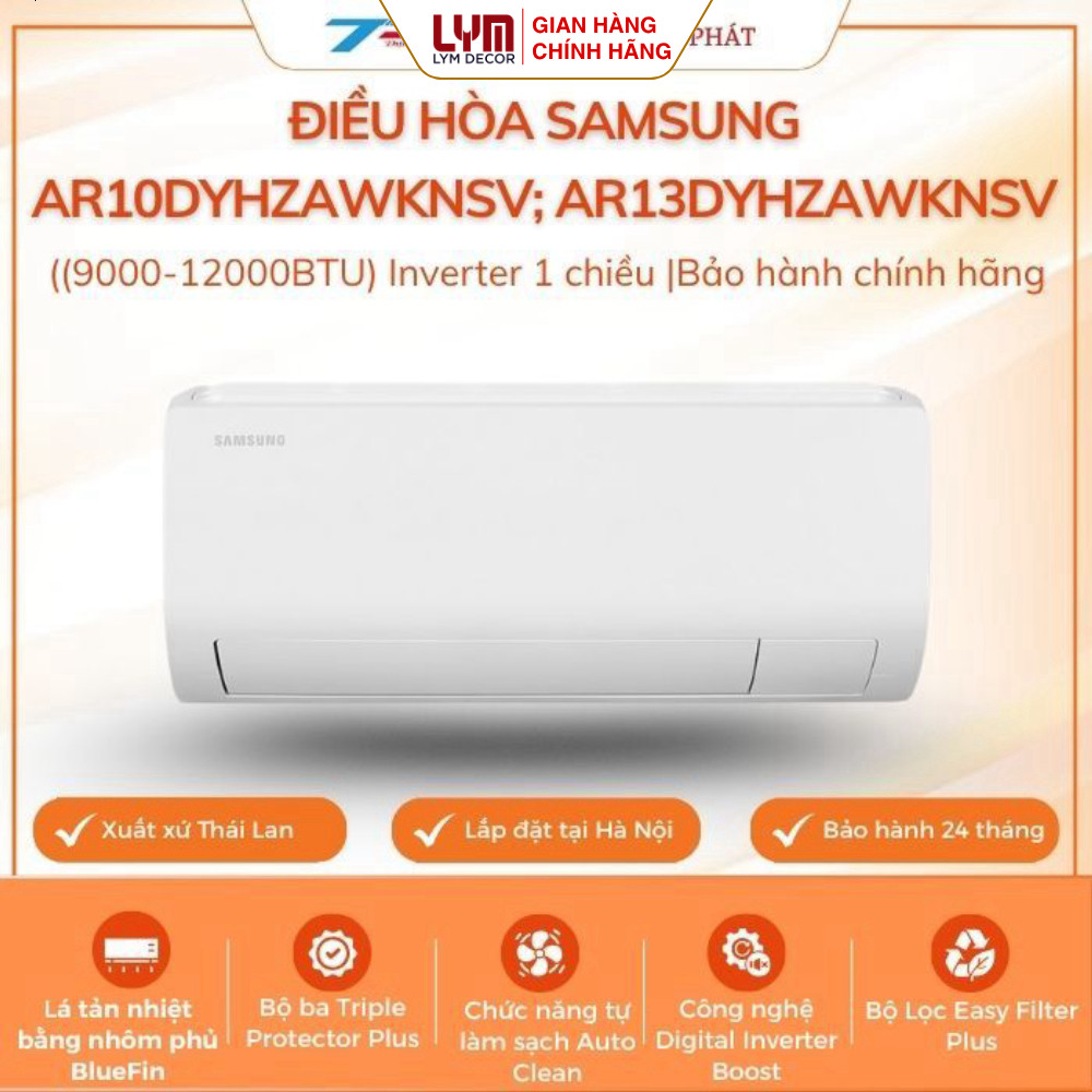 Điều hòa Samsung AR10DYHZAWKNSV; AR13DYHZAWKNSV (9000-12000BTU) Inverter 1 chiều|Bảo hành chính hãng