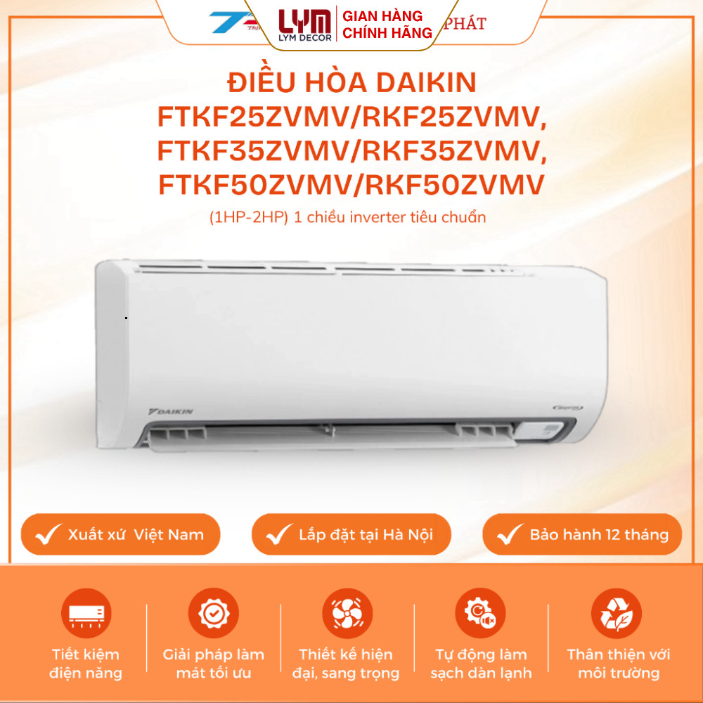 Điều Hòa Daikin FTKF25ZVMV/RKF25ZVMV, FTKF35ZVMV/RKF35ZVMV, FTKF50ZVMV/RKF50ZVMV Inverter 1 Chiều