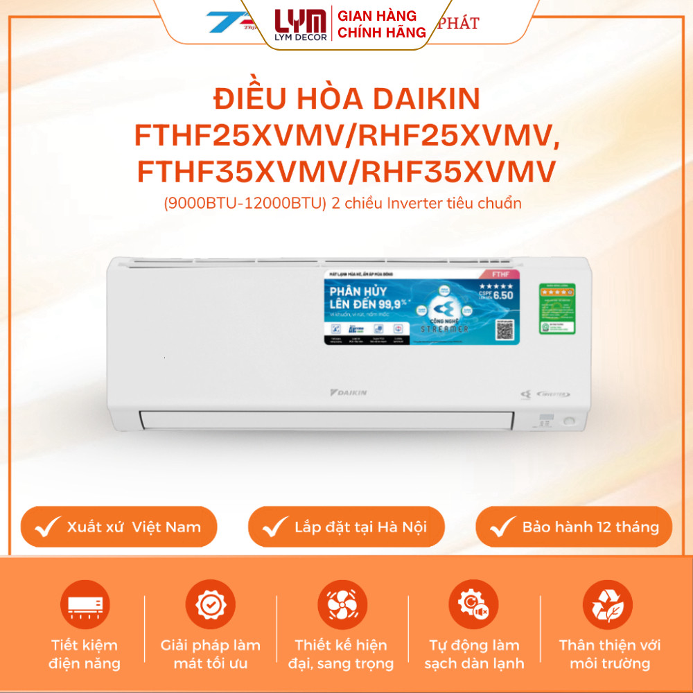 Điều Hòa Daikin FTHF25XVMV/RHF25XVMV, FTHF35XVMV/RHF35XVMV Inverter 2 Chiều 9000-12000BTU