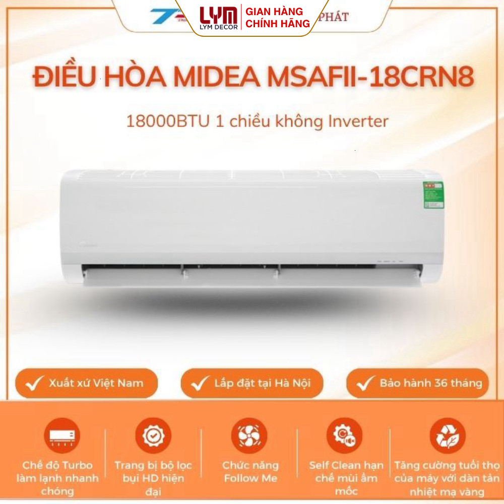 Điều hòa Midea MSAFII-18CRN8 18000BTU 1 chiều  không Inverter |Bảo hành chính hãng 100%