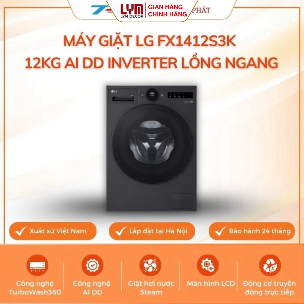 Máy giặt LG FX1412S3K 12kg AI DD Inverter lồng ngang màu đen