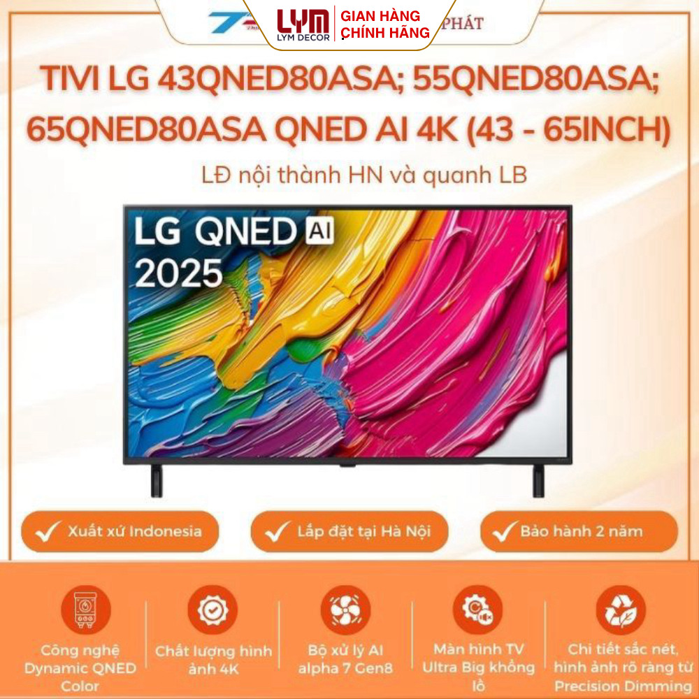 Tivi LG 43QNED80ASA; 55QNED80ASA; 65QNED80ASA QNED AI 4K (43 - 65 inch) |Bảo hành chính hãng 100%