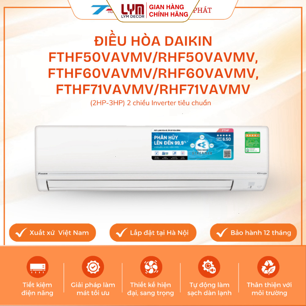Điều Hòa Daikin FTHF50VAVMV/RHF50VAVMV, FTHF60VAVMV/RHF60VAVMV, FTHF71VAVMV/RHF71VAVMV Inverter 2 Ch