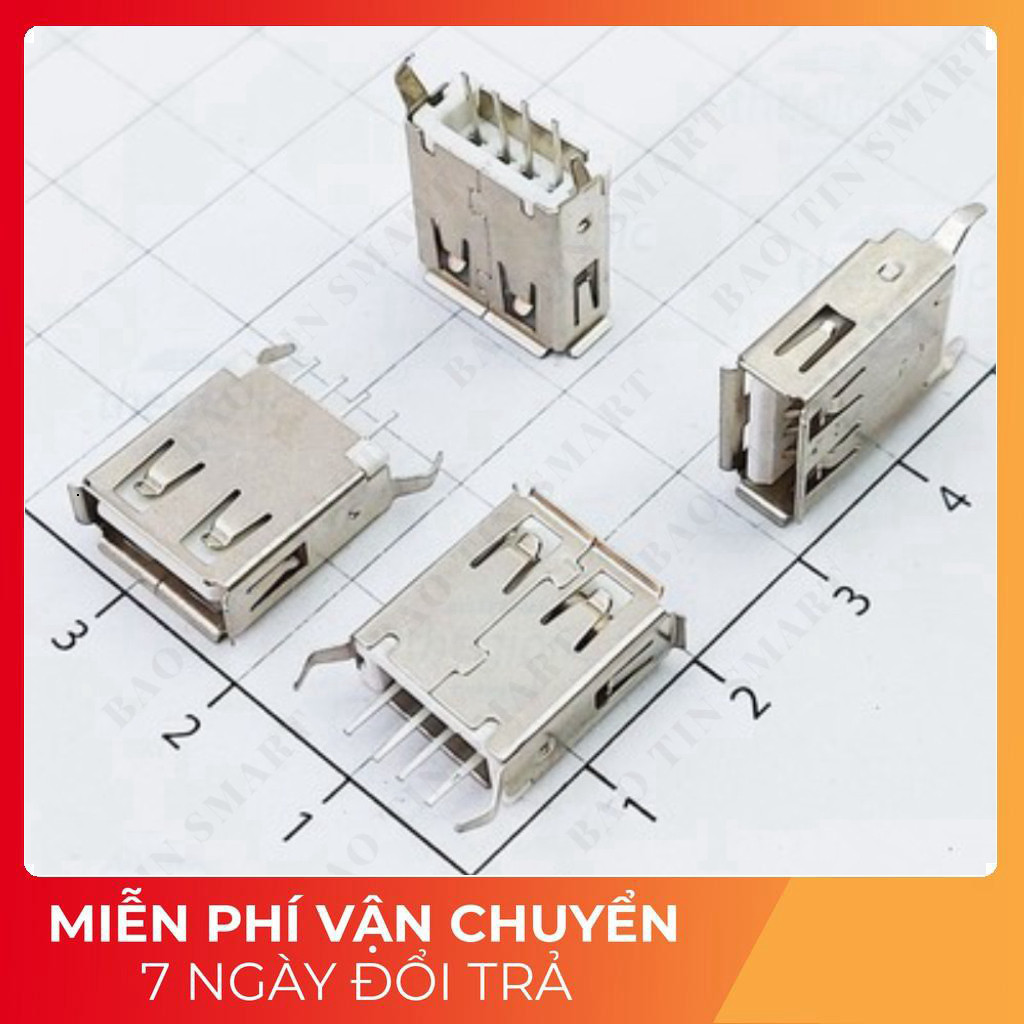 [20 Cái]- AF180 Cổng USB Cái 2.0 Type A 4 Chân Thẳng Xuyên Lỗ Tech Linh Kiện