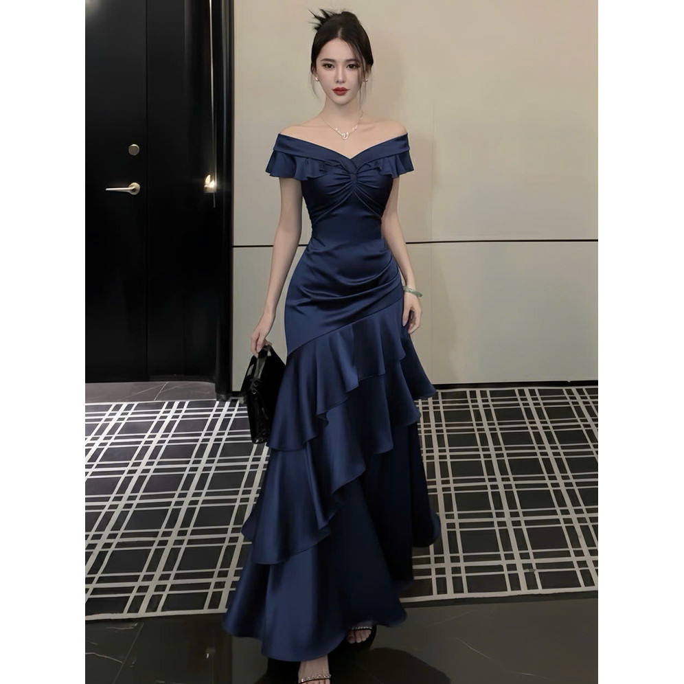 L'Amour Boutique DP13 ĐẦM PHI TRẮNG BẸT VAI 3 TẦNG