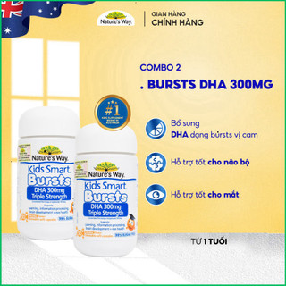 Combo 2 Hộp Viên Nhai Kids Smart DHA 300mg Nature's Way Bổ Sung Omega3 RTG Hỗ Não Bộ Và Mắt Hộp 50 Viên