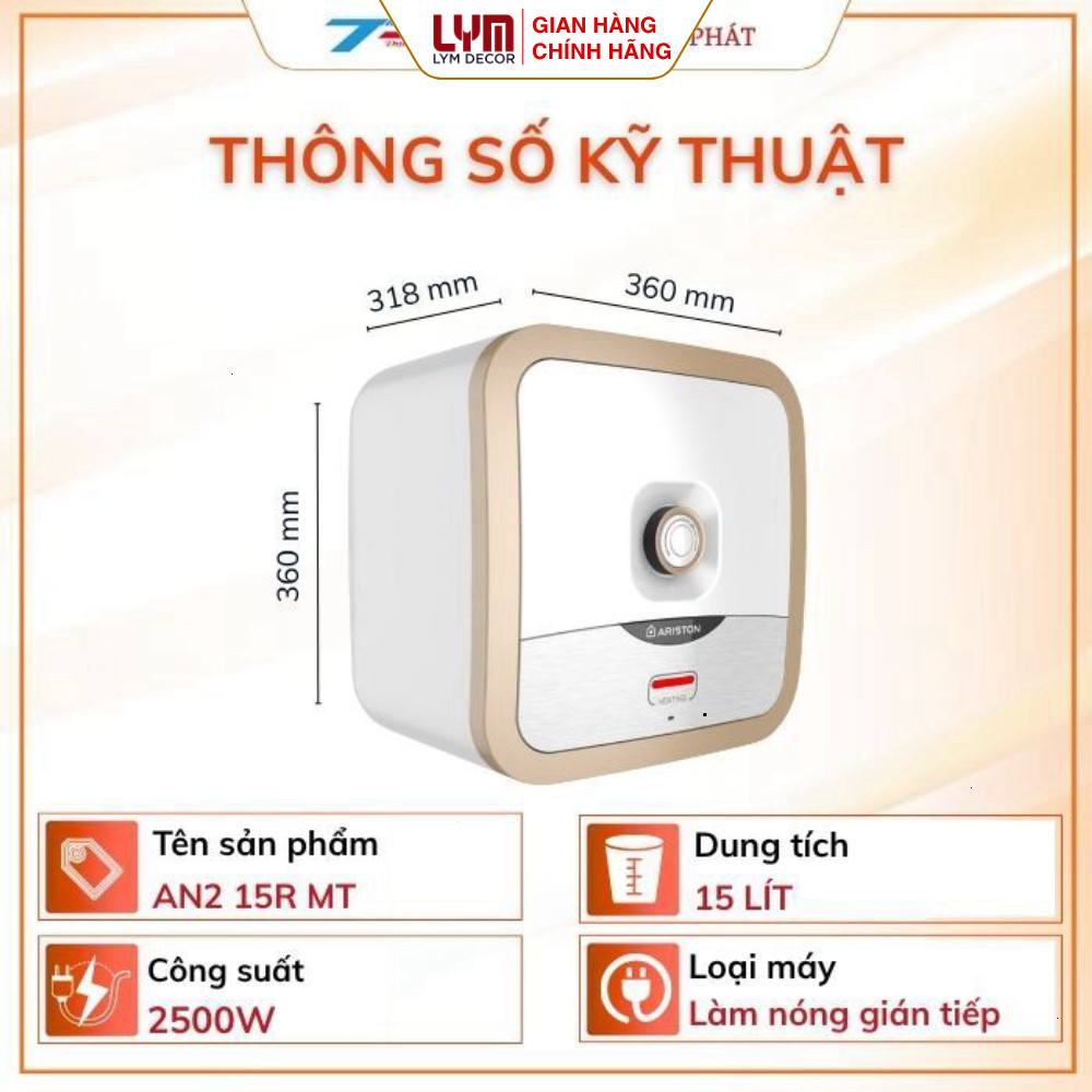Bình nóng lạnh Ariston AN2 15R MT; AN2 30R MT (15L; 30L) trung cao cấp| LĐat nội thành HN & quanh LB