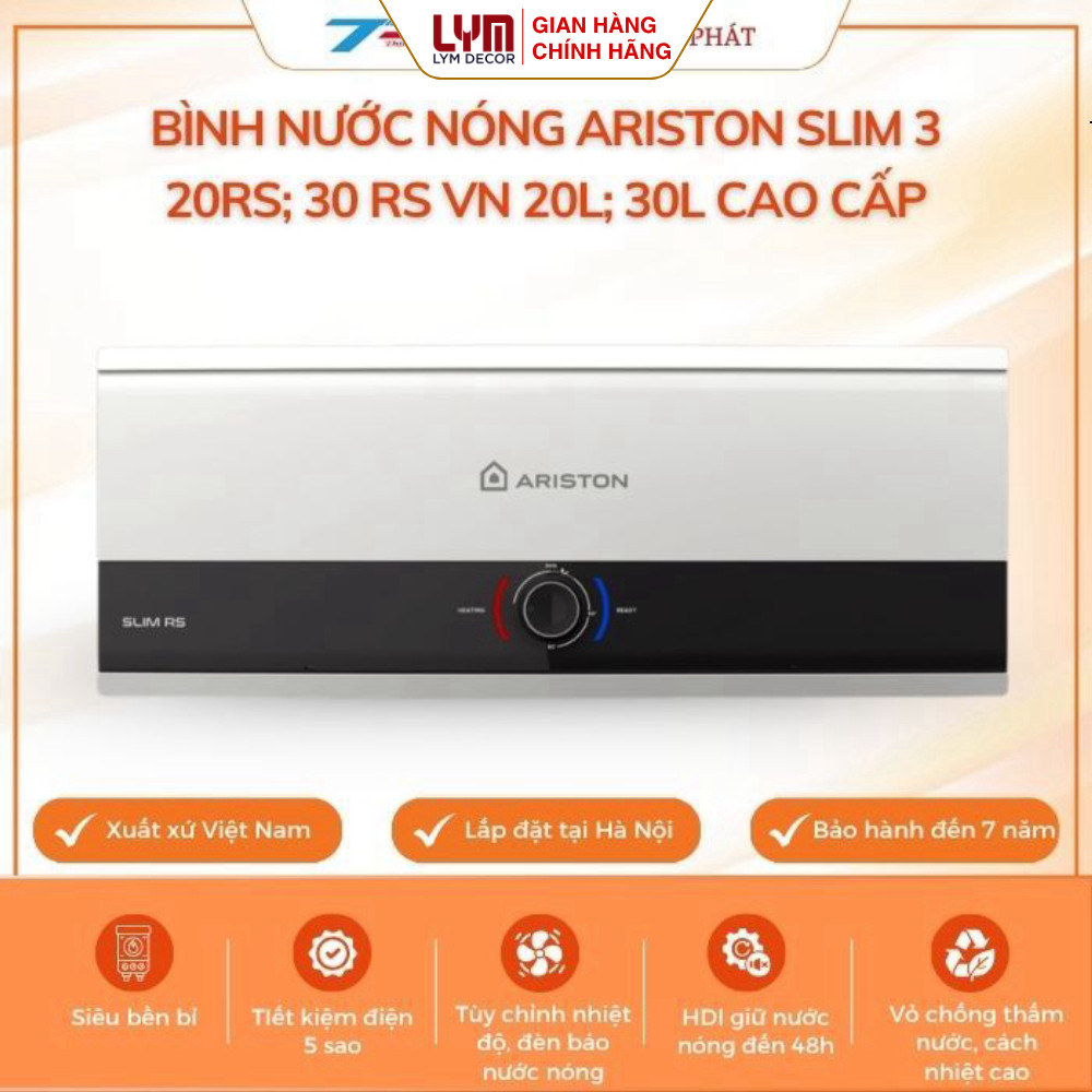 Bình nóng lạnh Ariston SLIM3 20RS; SLIM3 30 RS VN 20L;30L cao cấp|LĐ nội thành Hà Nội&Quanh LongBiên