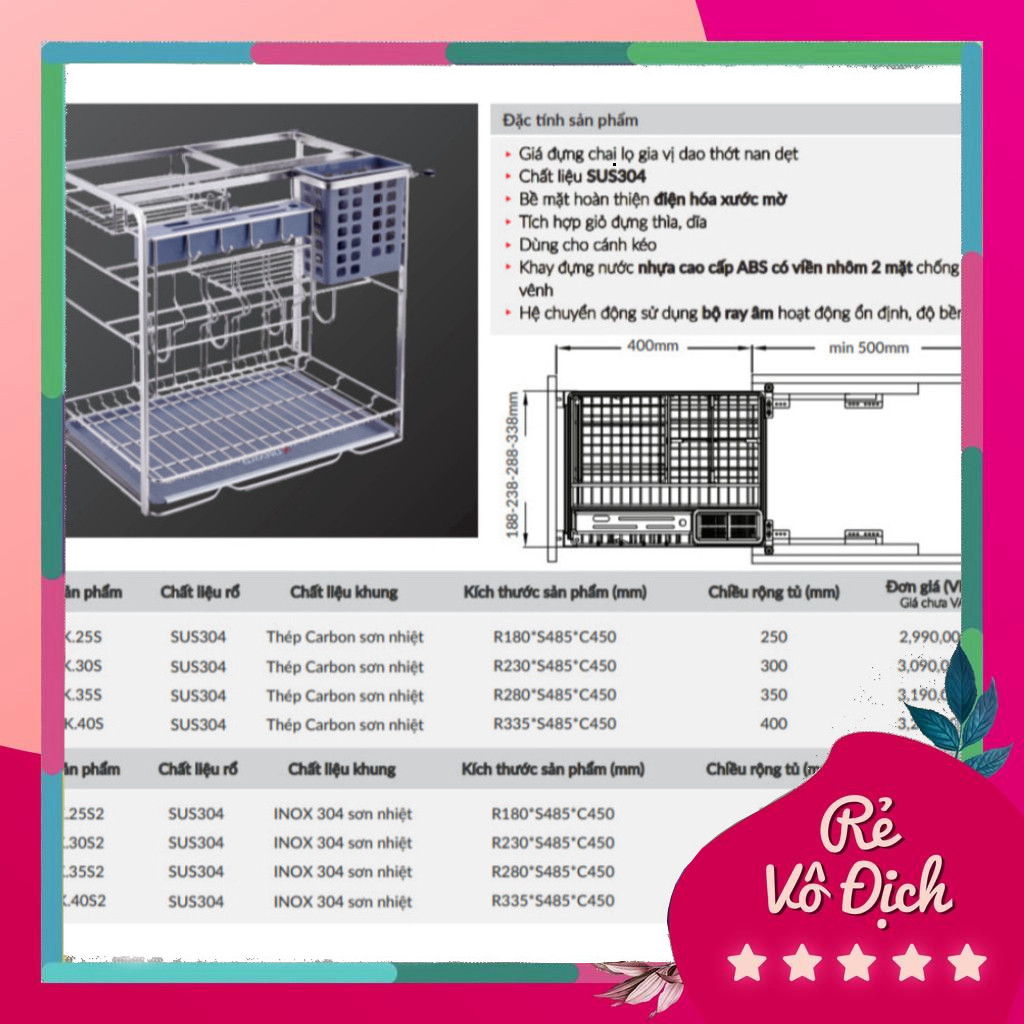 Giá dao thớt gia vị nan dẹt, Inox SUS304 GRANDX XK.25S2 / XK.30S2 / XK.35S2 / XK.40S2 - PEB