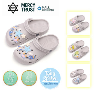 TẶNG Sticker Chủ Đề, Vớ DÉP MERCY TRUST MC24 XÁM  BASIC Nam Nữ Cao 3cm Chất liệu EVA An toàn Êm Nhẹ Chống trượt