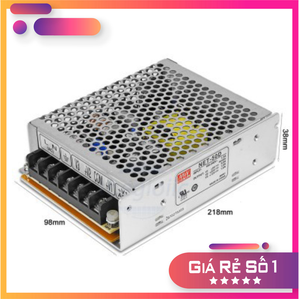 NET-50D Nguồn Mean Tổ Ong Well Ba Điện Áp 5V 3A, 24V 1A, 12V 1A, 50W Linh Kiện Trường Giang 86