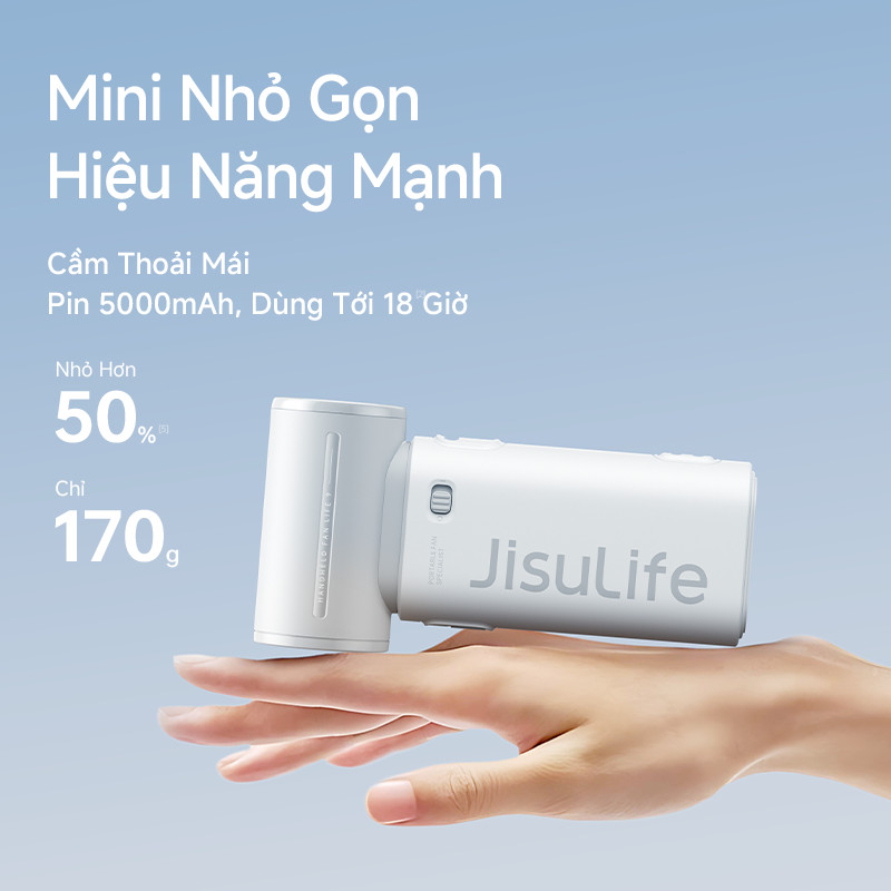 Quạt cầm tay JisuLife 9 mini gió mạnh pin lâu nhẹ gọn thiết kế thời trang dùng văn phòng, du lịch ngoài trời | BigBuy360 - bigbuy360.vn