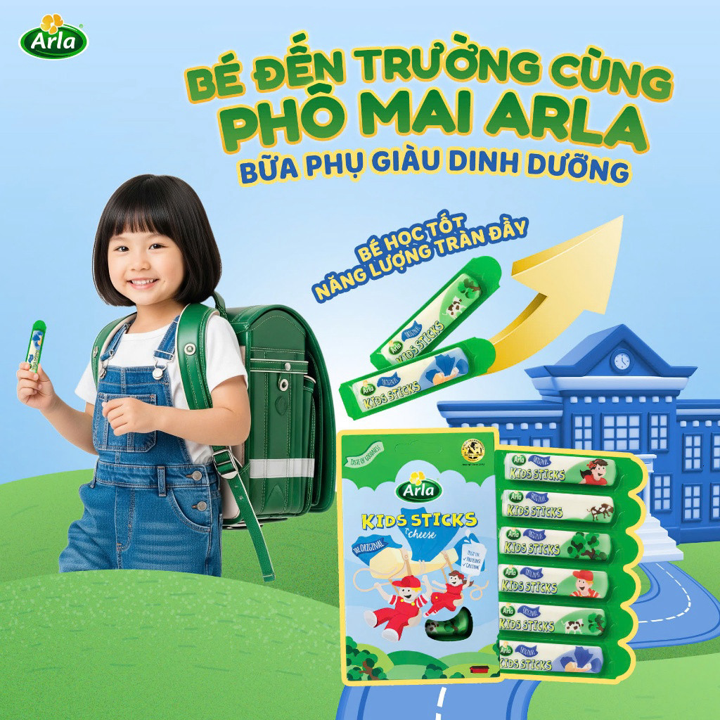 Phô mai thanh hữu cơ Arla Kids Cheese Sticks (Vỉ 6 thanh) - Phô mai cho bé từ 1 tuổi - Minizon Kids