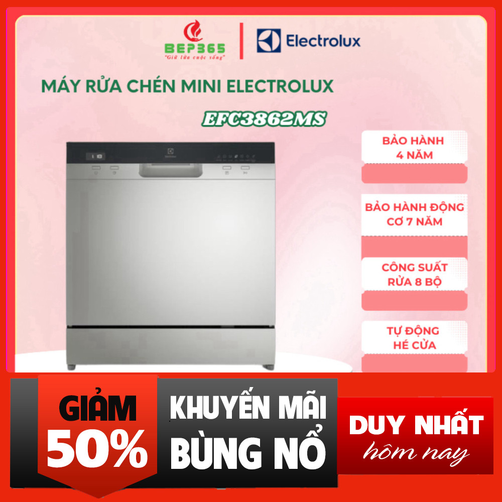 IB đặt hàng  Electrolux EFC3862MS Máy Rửa Bát Auto 8 Bộ Bàn Ăn Chính Hãng Miễn phí lắp đặt