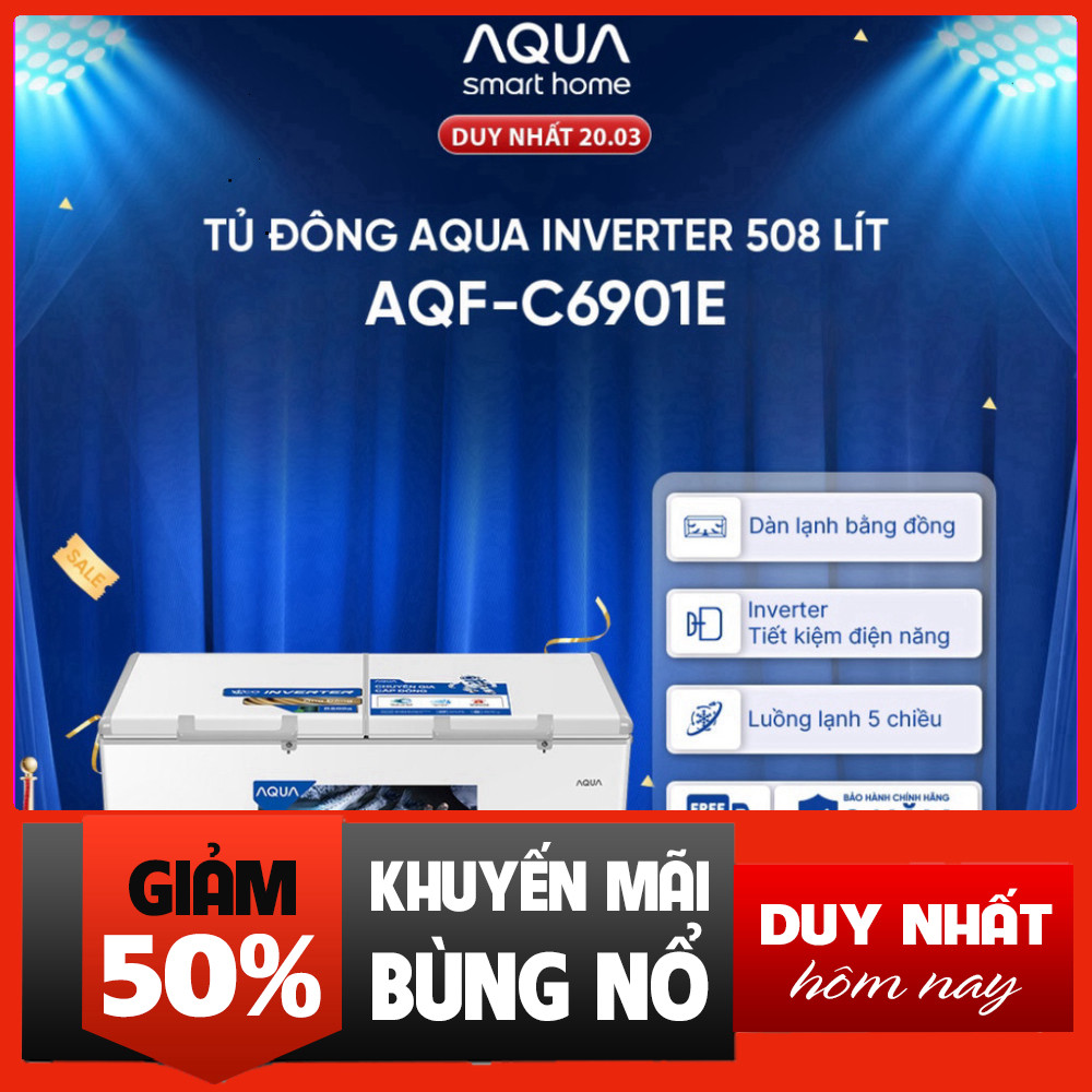 IB đặt hàng  Tủ đông Inverter Aqua 519 Lít - AQF-C6901E Tủ đông 519 lít Inverter cao cấp Aqua Miễn p