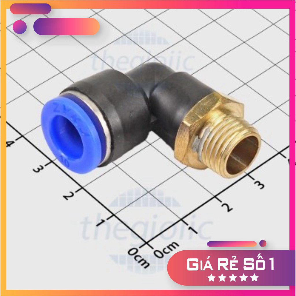 [3 Cái]- PL10-02 Đầu Nối Khí Nén Cong L Ống 10mm Ren Ngoài 12.7mm, 1/4inch Điện Tử Thường Tín