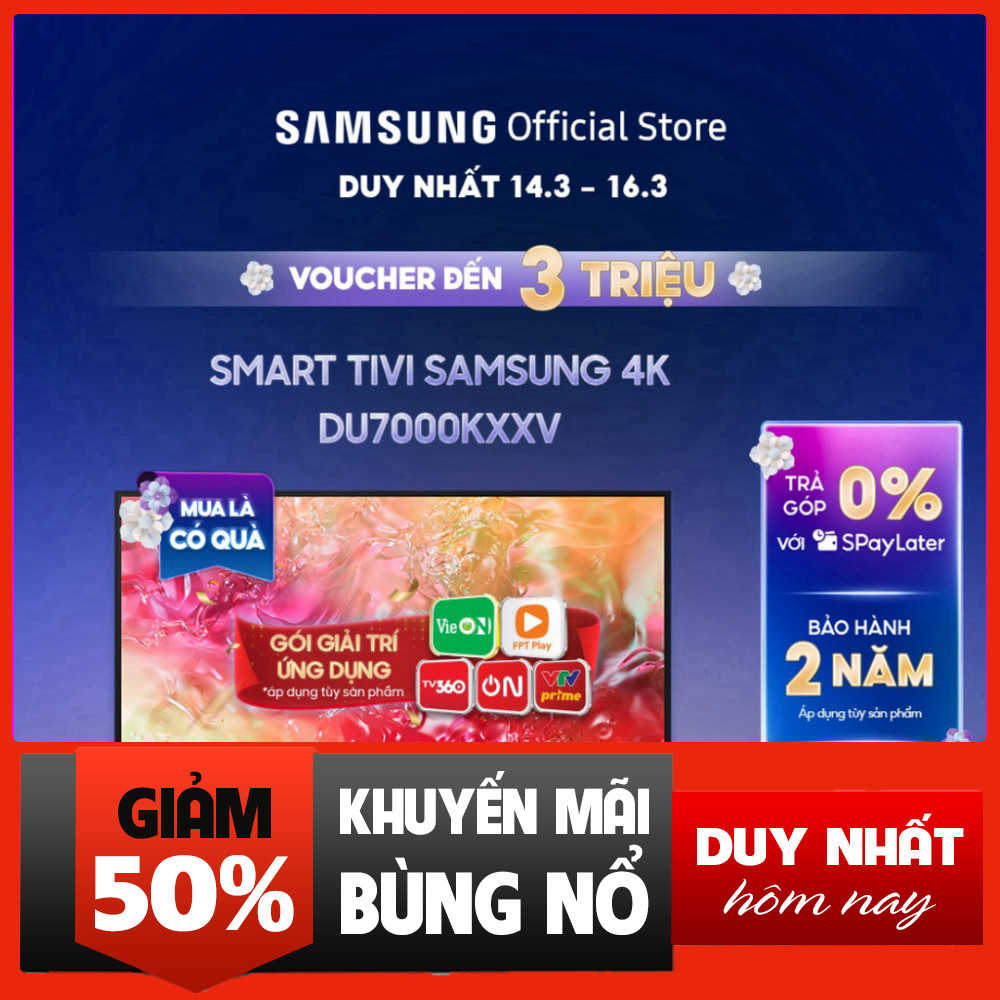 IB đặt hàng  Tivi Samsung Smart 4K 4K DU7000KXXV Tinh Tế Cổng HDMI Miễn phí lắp đặt