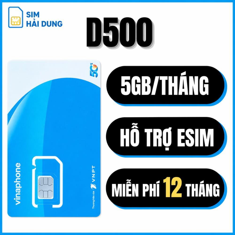 Sim 5G Vinaphone D500 , Tặng 5GB/Tháng Dùng 12 Tháng Không Cần Nạp Tiền