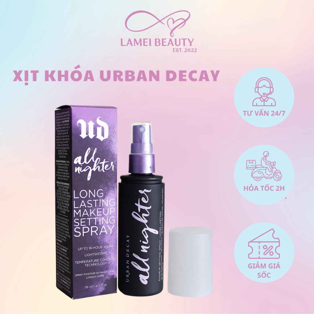 Xịt khóa Urban decay 118ml Xịt khoá nền makeup Urban Decay All Night Cố Định,Khoá Trang Điểm,không t