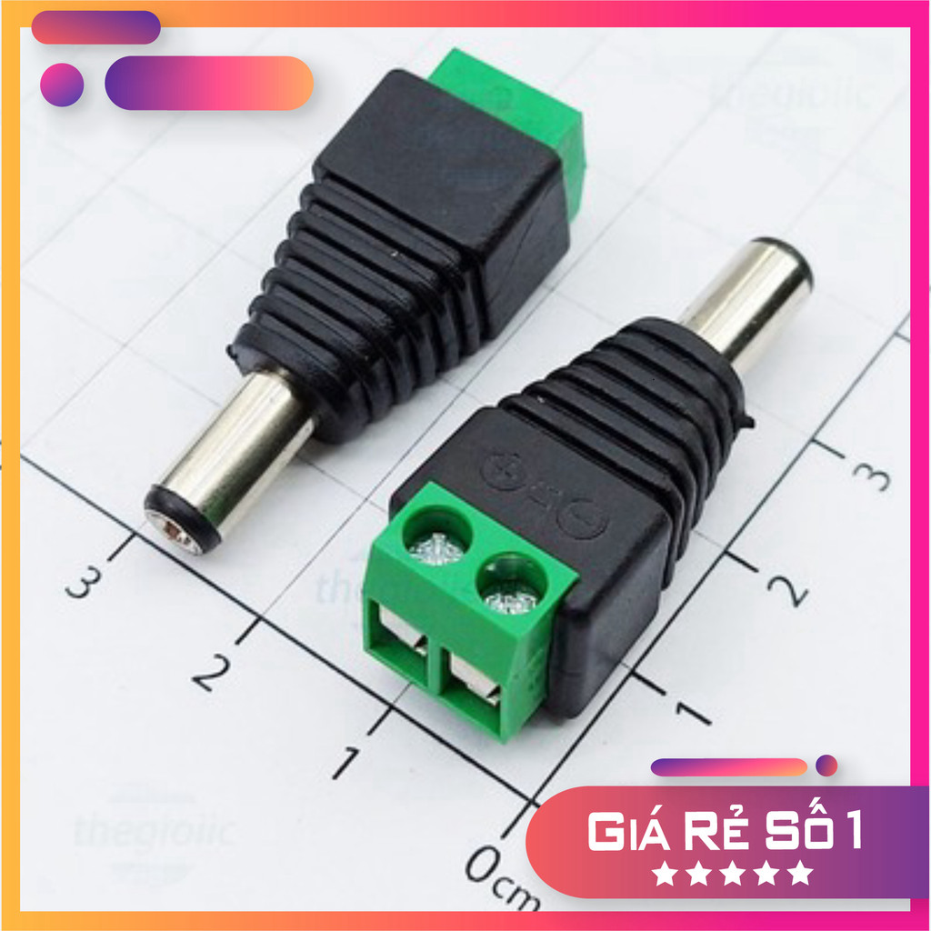[5 Cái]- DC5525 Jack Nối Nguồn DC Đực Nối Dây Kim 2.5mm Kèm Domino Linh Kiện Trường Giang 86