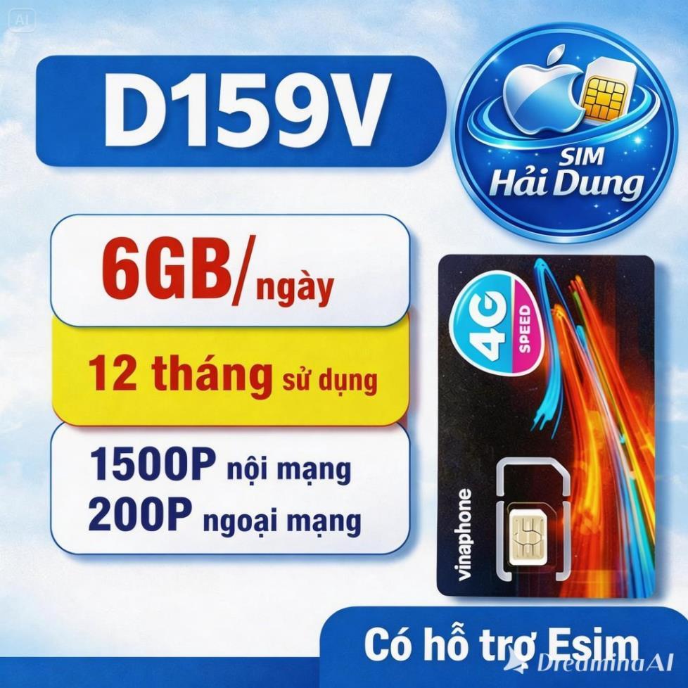 SIM VINAPHONE 4G/5G D159V NGÀY=6GB  NGHE GỌI NHẮN TIN MIỄN PHÍ TRỌN GÓI 12 THÁNG KO CẦN NẠP TIỀN