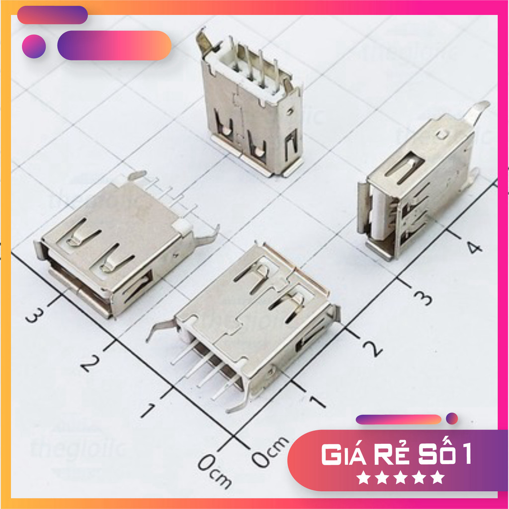 [20 Cái]- AF180 Cổng USB Cái 2.0 Type A 4 Chân Thẳng Xuyên Lỗ Linh Kiện Trường Giang 86