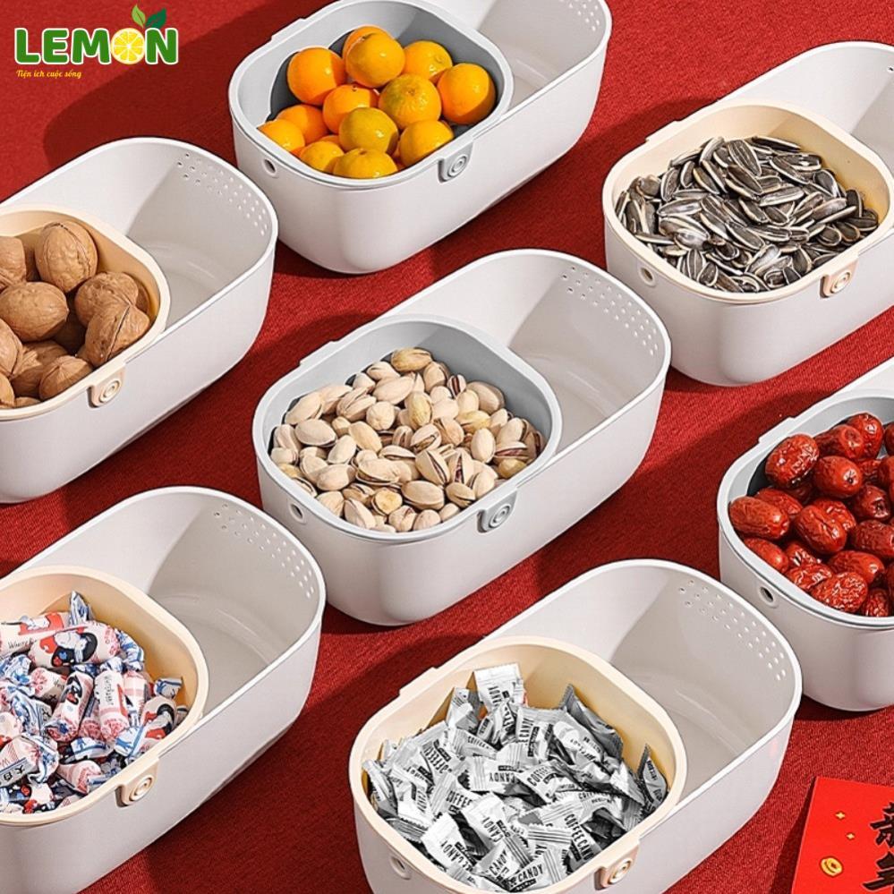 Hộp Đựng Đồ Ăn Vặt 2 Lớp LEMON Tết 2026,Rổ Đựng Trái Cây,Hướng Dương Nhỏ Gọn 2…