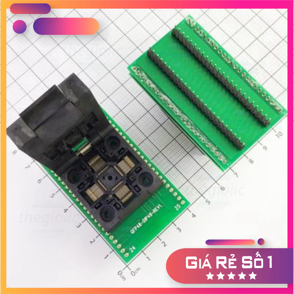 Socket Đổi Chân IC QFP-48 0.5mm Sang DIP-48 2.54mm Linh Kiện Trường Giang 86