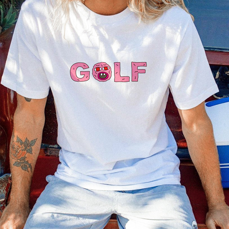 Golf Wang Cherry Bomb Tee Hip Hop Hợp Thời Trang Chữ Ngắn Tay Áo Thun Nam ins Siêu Nóng Cặp Đôi Phon