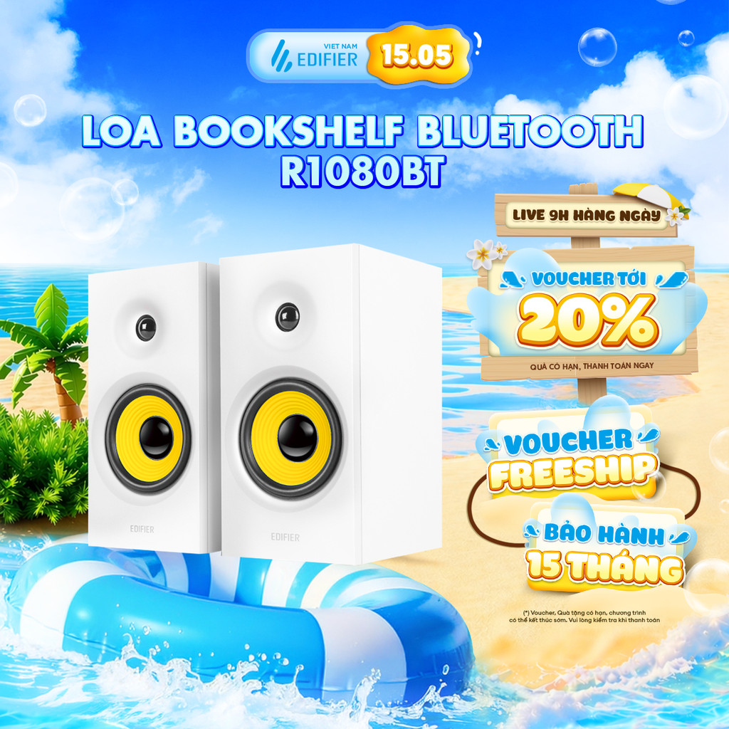 Loa Bookshelf Bluetooth Để Bàn EDIFIER R1080BT - Công Suất 24W - Âm Thanh Cân Bằng - Cổng Kết Nối AU