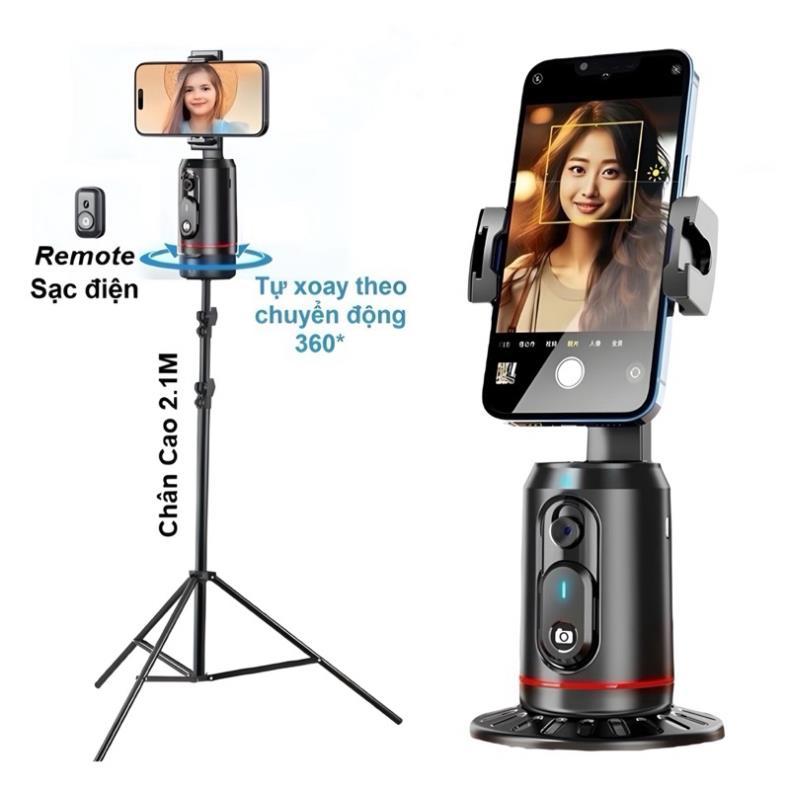Gimbal Q02 xoay 360 độ kẹp điện thoại xoay theo gương mặt