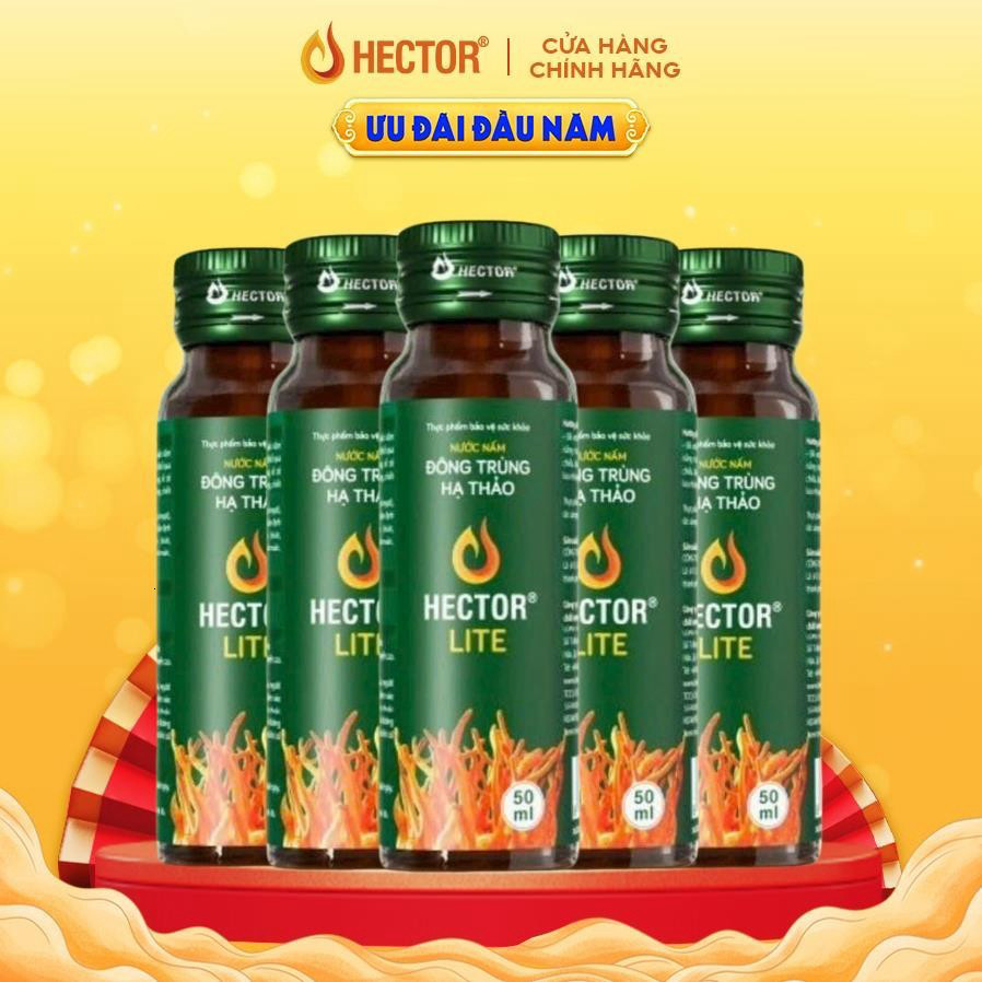 Nước Nấm Đông Trùng Hạ Thảo Hector Lite (Hộp 10 chai) (Mộc)