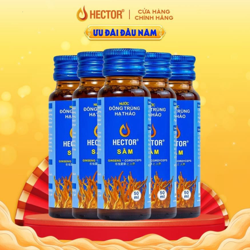 Nước đông trùng hạ thảo Hector Sâm (Hộp 10 lọ) (Mộc)