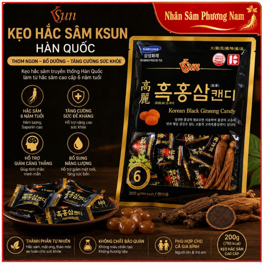 Kẹo Hắc Sâm Hàn Quốc Ksun 200g - Tăng Cường Sức Đề Kháng