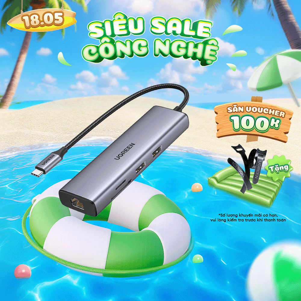 Hub chuyển đổi Type C UGREEN CM512, CM212 & CM195 | 7 in 1 | Hỗ trợ OTG | Sạc PD 100W | Bảo Hành 1 Đ