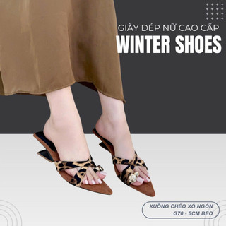 G70 Dép Xuồng Chéo Xỏ Ngón 5CM Cho Nữ - Dép Đế Xuồng Êm Chân Tôn Dáng Phong Cách Hàn Quốc