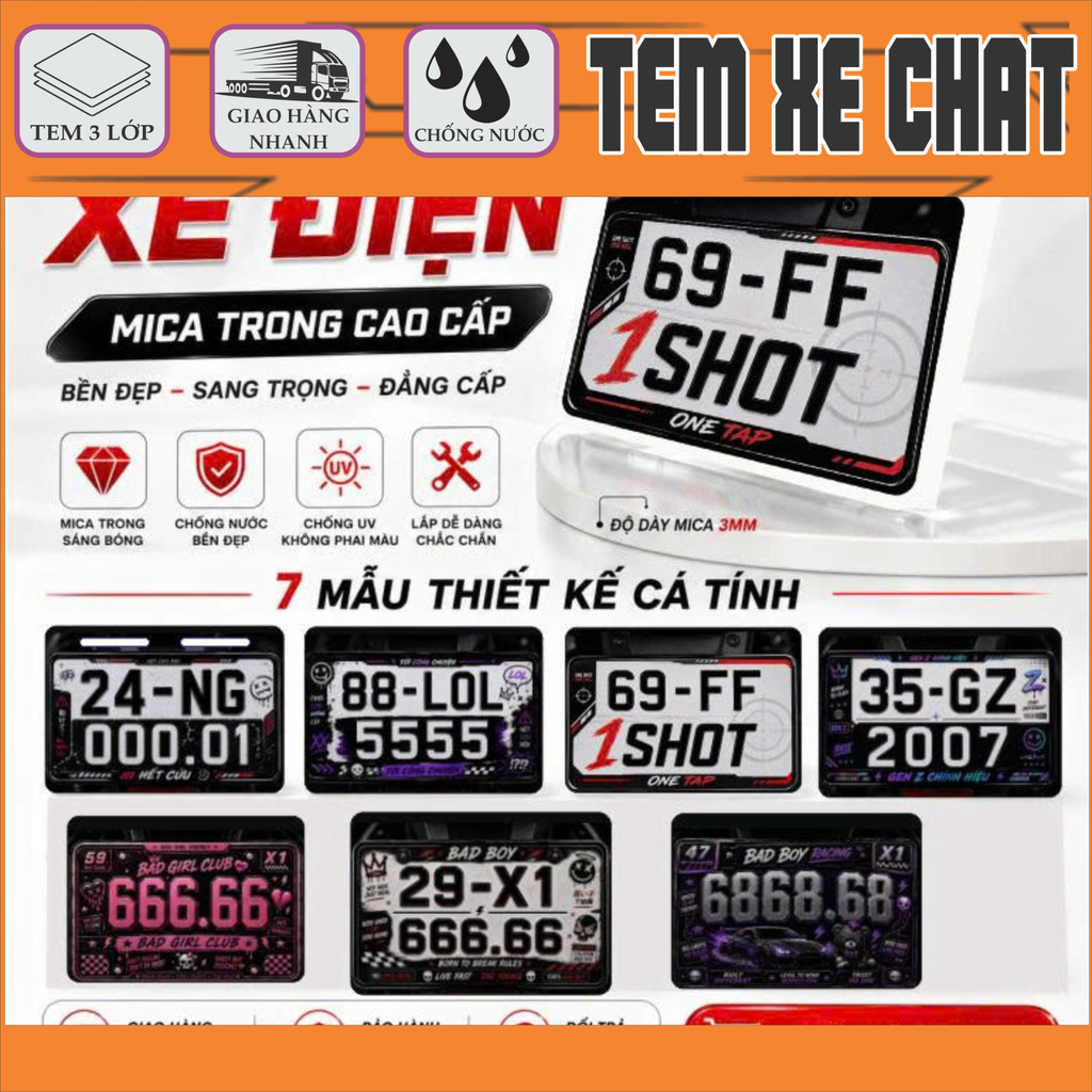 Biển Số Mica Xe Điện Bad Boy/Bad Girl Trend 2026 20x14cm