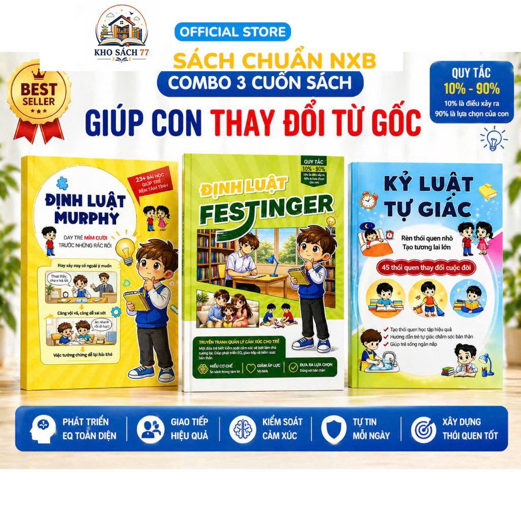 Combo 3 Cuốn : Định Luật Festinger + Kỷ Luật Tự Giác + Định Luật Murphy - in màu ( có bán lẻ )