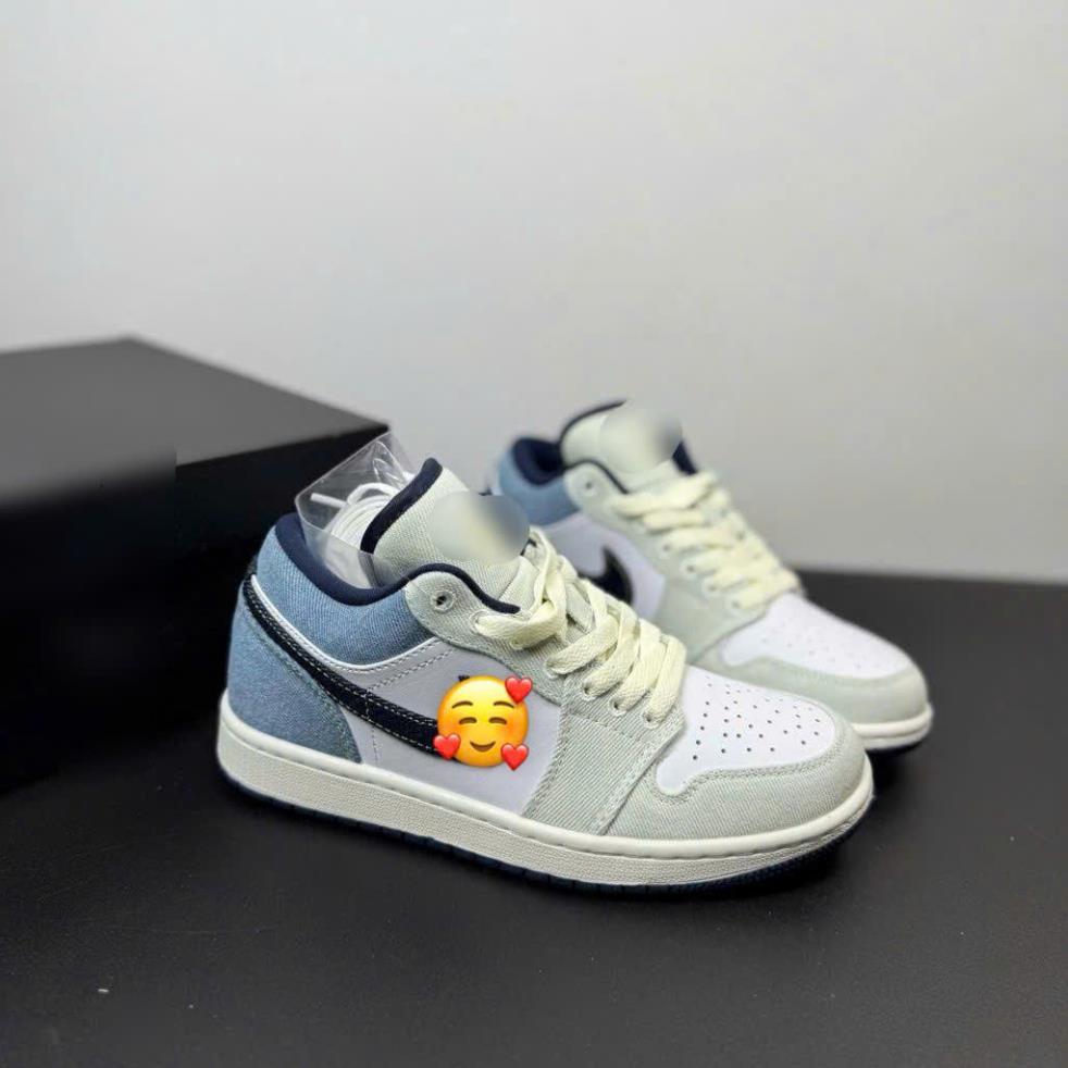 Giày Thể Thao JD1 Low SE Denim Star Bule - Giày JD1 Vải Bò Màu Trắng Xanh