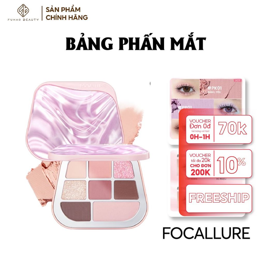 {MUA 2 GIẢM 12%]Bảng Phấn Mắt FOCALLURE Chính Hãng 8 màu– Nhũ Ánh, Mịn Mượt, Giữ Màu Suốt Ngày