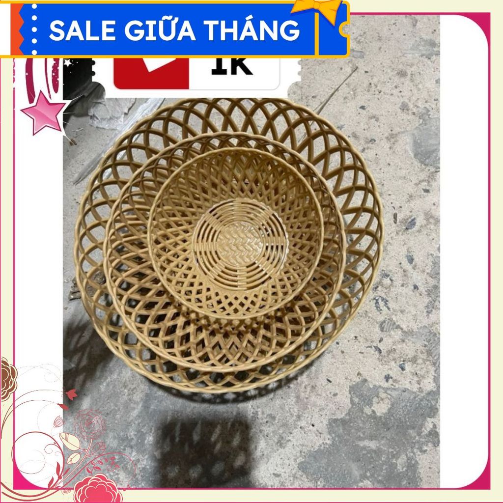 Đúng hàng đúng chất lượng COMBO 5 Rổ nhựa giả mây rau sống Chữ tín quý hơn vàng